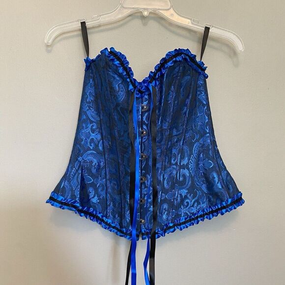 Corset XS Blue Boned Lace-Up Edwardian Victorian Renaissance Costume - Picture 1 of 5